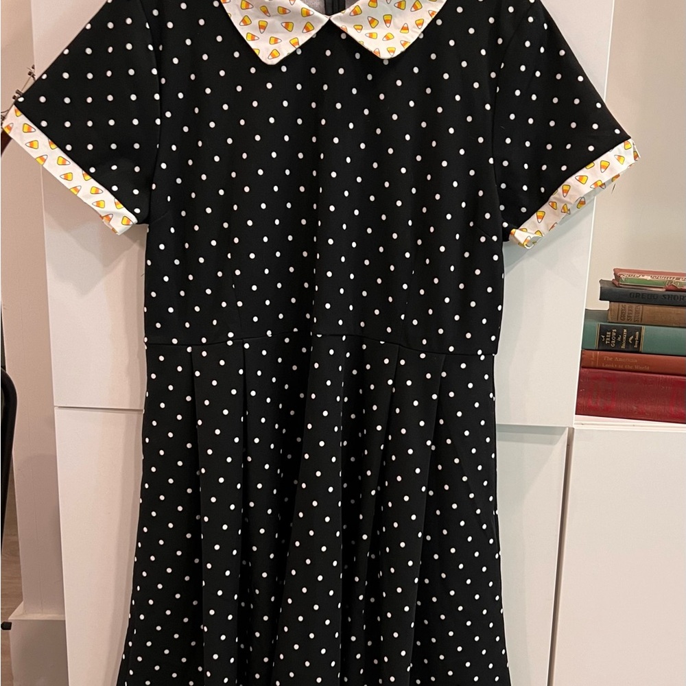 Smak Parlour Polka Dot & Candy Corn Dapper Dress- It has pockets!